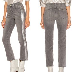 FRAME metallic silver stripe gray Le High Straight festive holiday jeans size 28
